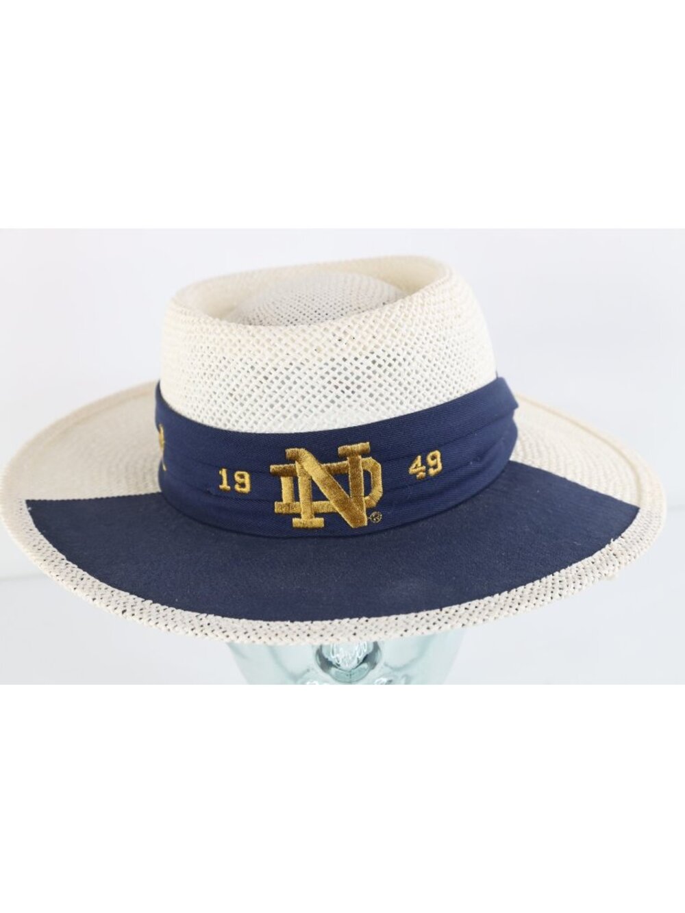 Vtg 90s 1949 Irish Terrier Notre Dame University Football Straw Sun Hat OSFA USA